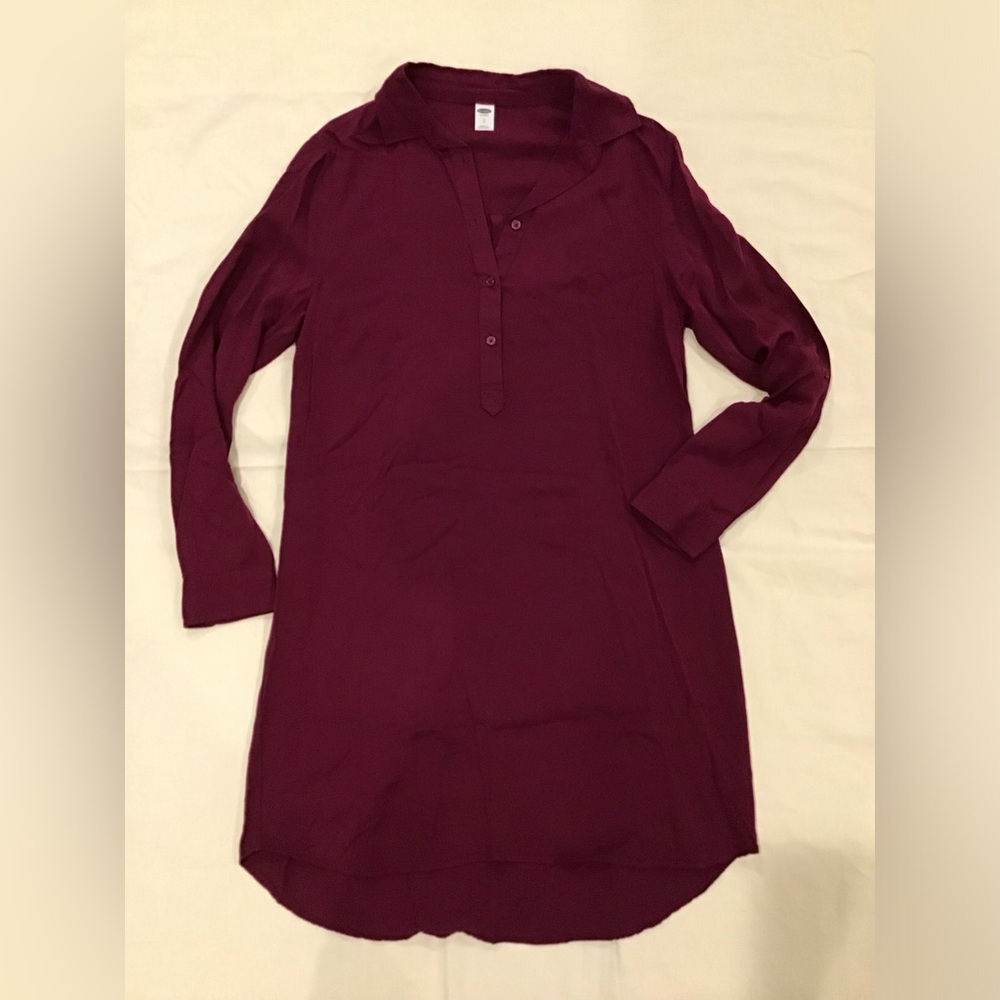 Crimson rayon Old Navy shirtwaist dress, size S
